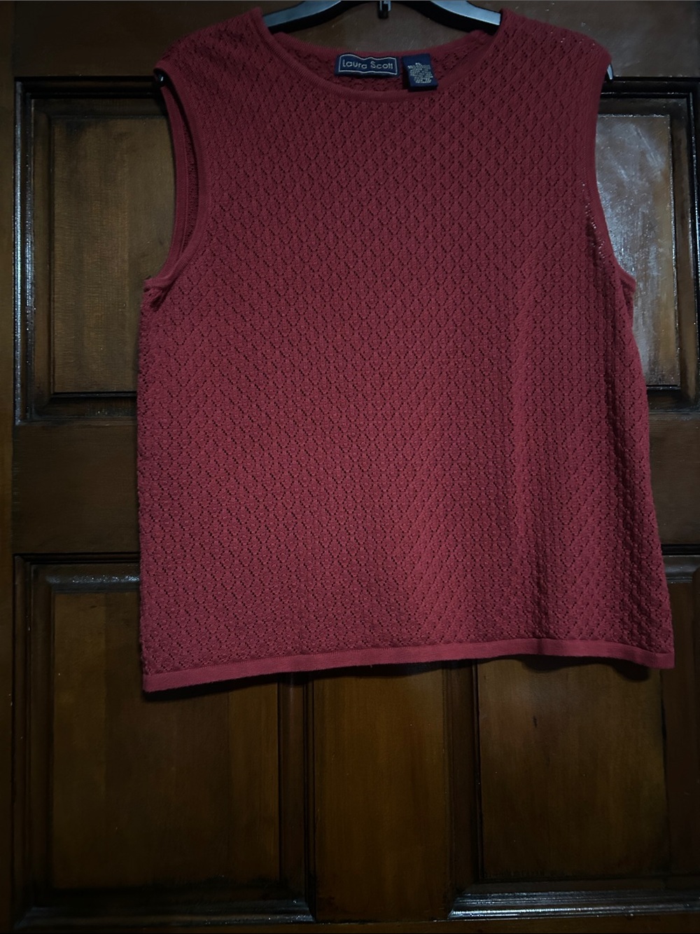 Laura Scott Textured Brick Red Sleeveless Knit Tank